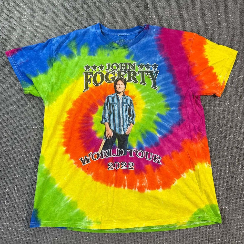 John Fogerty World Tour 2022 T-Shirt Men XL Multicolor Tie Dye Graphic Tee